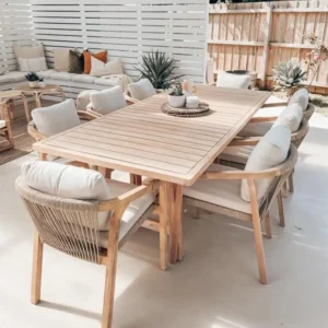 MESA CON SILLAS EXTERIOR TECA