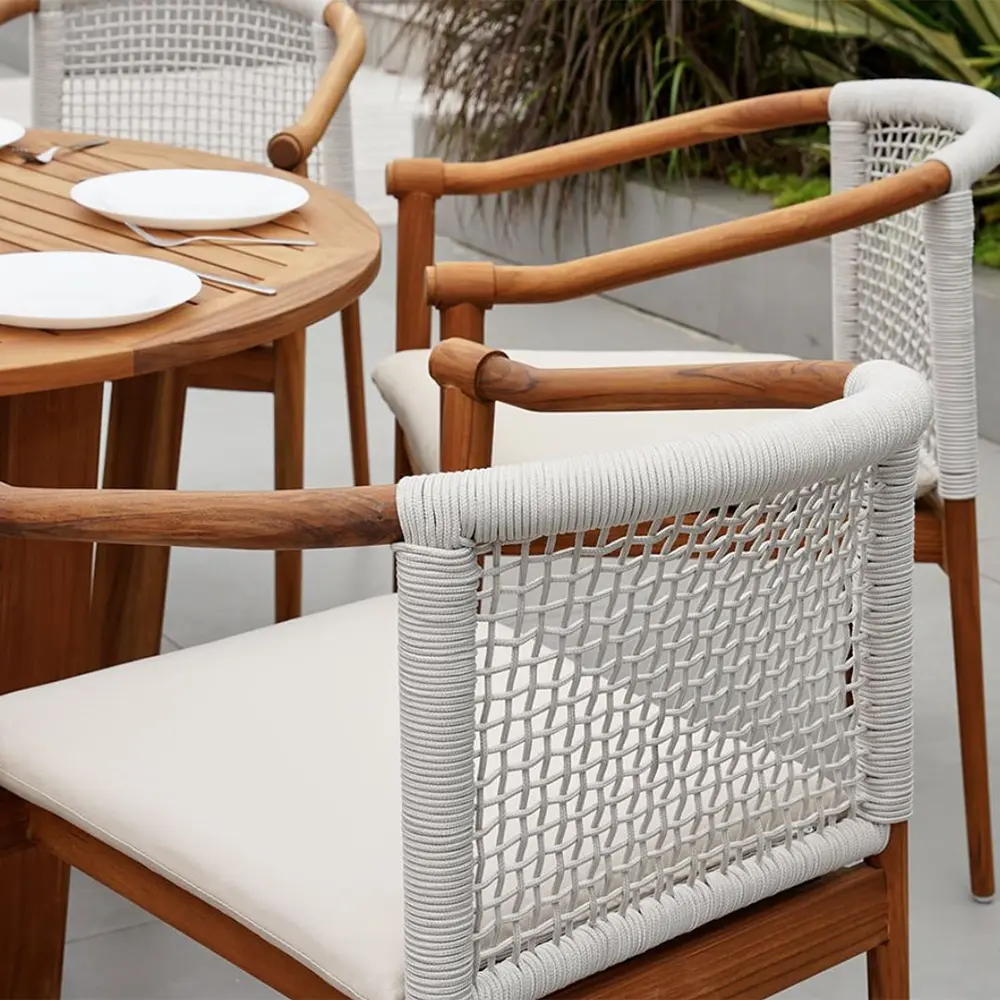 MESA CON SILLAS EXTERIOR TECA DE 7 PIEZAS